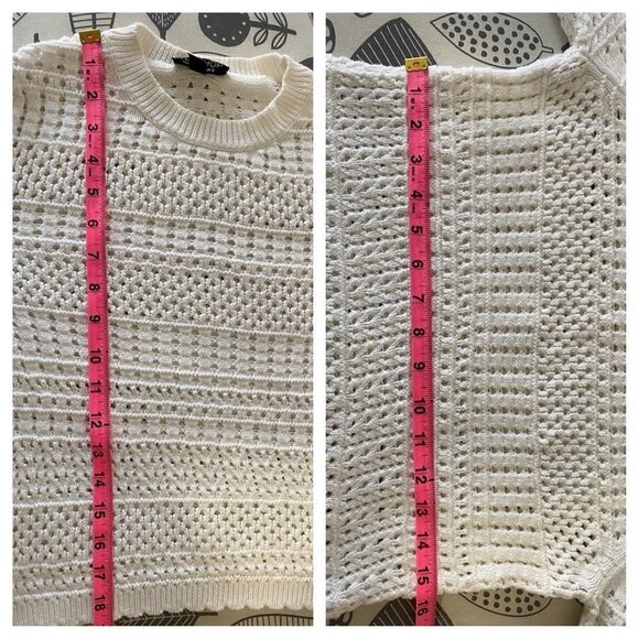Topshop Crochet Knit  White Sweater Size US 8 - Picture 2 of 6